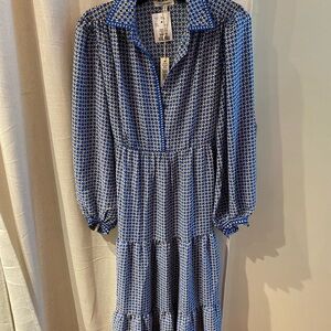 Elegant Blue Patterned Dress